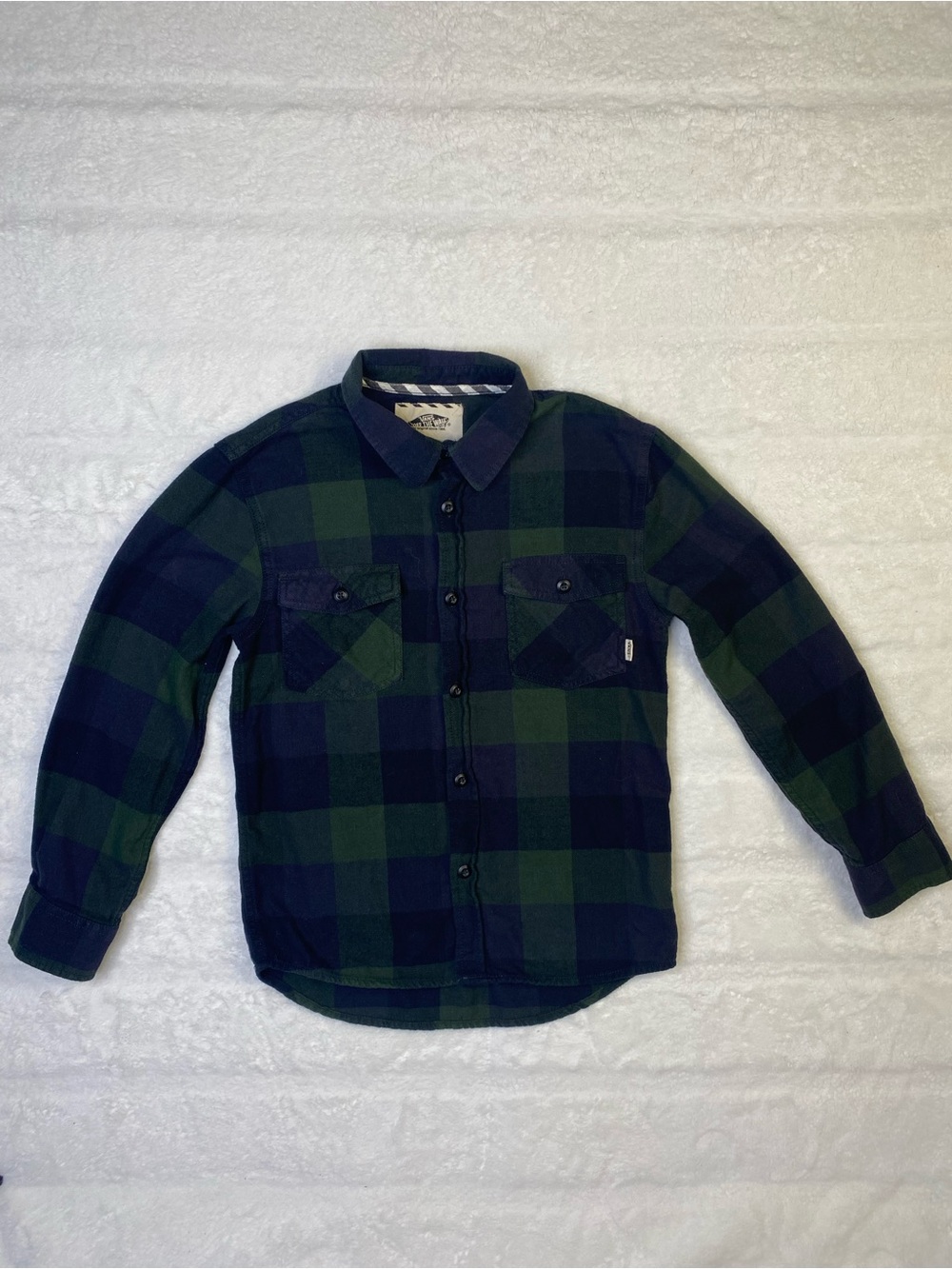 Vans Green & Navy Plaid Button-Down Shirt